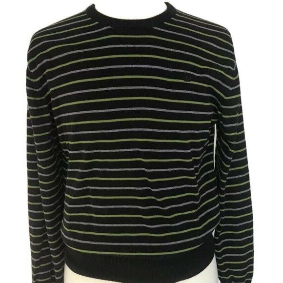 4 You Mens Cotton Sweater Black Striped L - Picture 1 of 7